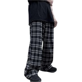 GORGLITTER Men's Plaid Pants Drawstring Waist Straight Leg Trousers with Pockets