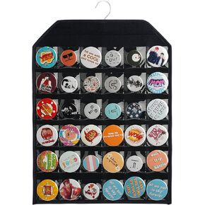 PACMAXI Wall Hanging Badge Button Pins Organizer Display Storage Stand, Enamel Pin Display Holder,hold Up To 36 Pins (Black)