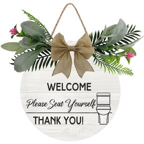 Farmhouse Rustic Bathroom Wood Sign Humor Art Toilet Wall Decor Cute Bathroom Decor 12" X 12" Sign Please Sit Wood Sign for Bathroom Bathroom Housewarming Gift Decoration in Kuwait