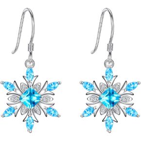 EVER FAITH Women's 925 Sterling Silver Zircon Ear Accessory Jewelry Winter Sparkle Snowflake Hook Earrings
