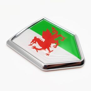 Overdecor Wales Flag Decal Stickers Car Emblem Welsh Car Accessories Decorations Chrome Shield Flag Sticker Decals for Cars Truck Vehicles, 2 Pack