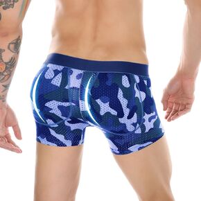 Mesh Mens Padded Underwear Butt Enhancer High Waisted Shapewear Butt Lifter Boxers with Detachable Pads