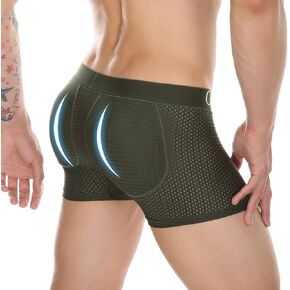 Mesh Mens Padded Underwear Butt Enhancer High Waisted Shapewear Butt Lifter Boxers with Detachable Pads in Kuwait