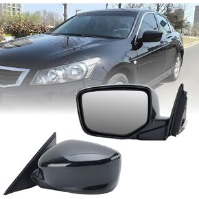 Left Driver Side Mirror Compatible with Honda Accord 2008 2009 2010 2011 2012 Power Manual Folding Non-Heated Door Mirrors White 3 Pins