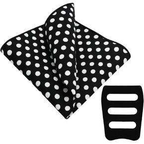 Pocket Squares for Men, Polka Dots Cotton Mens Handkerchiefs with Pocket Square Holder for Business Wedding Casual