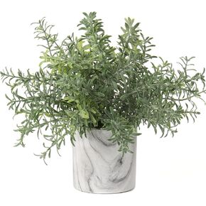 Hollyone Mini Artificial Potted Plants Fake Plants in Marble Pots, 1Pcs Plastic Eucalyptus Greenery Faux Plants for Home Office Desk Room Centerpiece Shelf Décor