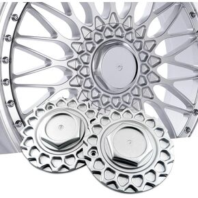 RhinoTuning 168mm (6.61in) Wheel Center Caps Compatible with BBS RS Style 5 Rims 09.24.028 Silver Hub Covers