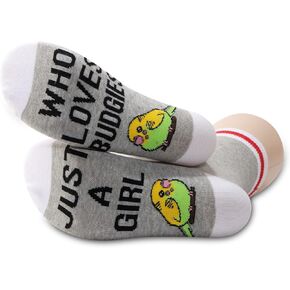 G2TUP 2 Pairs Budgie Lover Gift Just A Girl Who Loves Budgies Socks Parakeets Budgie Bird Lover Socks Budgies Mom Gift