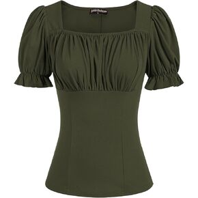 Scarlet Darkness Women's Renaissance Shirt Puff Sleeve Square Neck Vintage Blouse