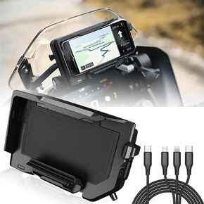 Phone Holder for Motorcycle with Wireless Charge & Fast Wired Charging GPS Navigation Phone Mount Fit for BMW R1200GS R1250GS ADV S1000XR F750GS F850GS Adjustable Shortcut Keys One Click Lock