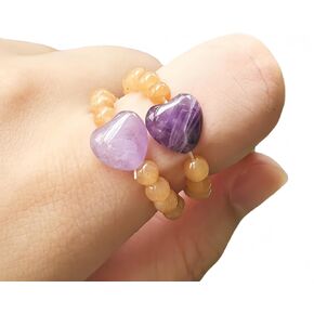 2Pcs 0.4 Inchs Love Heart &0.16 Inchs Ball Crystals and Healing Stone,Red Aventurine+Amethyst