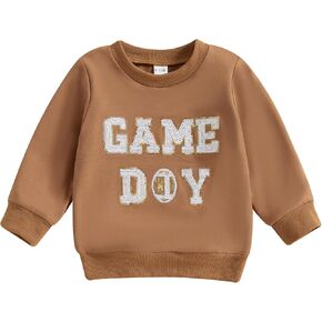 Kids Toddler Baby Boy Football Season Sweatshirt Letter Sequined Embroidery Oversized Pullover Top 6M-5T