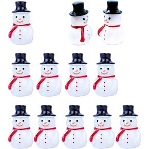 Mini Snowman Figurines - 12pcs Small Snowman Miniature Snowmen Figurines with Hat for Christmas Decor Micro Landscape Fairy Garden Dollhouse DIY Crafts Decoration