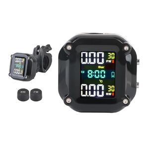 نظام مراقبة ضغط الإطارات TPMS للدراجة النارية، شاشة LCD منبه لدرجة حرارة إطارات الدراجة النارية مع جهازي استشعار خارجيين in Kuwait