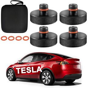 وسادة رفع الرافعة لطراز تيسلا 3/Y/S/X، 2016-2024 أداة محول وسادة مطاطية مطورة مع صندوق تخزين، أكياس جاك لملحقات تيسلا تحمي البطارية والهيكل (4 قطع) in Kuwait