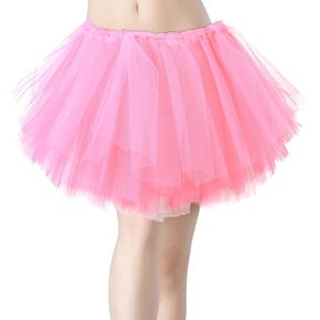 TIESOME Pink Tutus for Women Girls, Skirt Tutu Dance Skirt Running Skirt 5 Layered Tutus Skirts Rave Costume Tutu Skirt