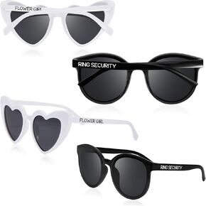 Dunzy 4 Pieces Ring Bearer Security Sunglasses and Flower Girl Sunglasses Set Wedding Ring Bearer and Flower Girl Gifts(Mixed Style)