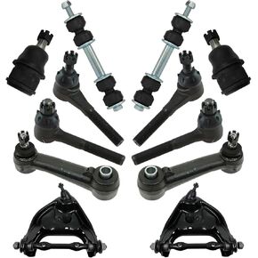 TRQ Front Steering & Suspension Kit Ball Joint Control Arm with Ball Joint Idler Arm Sway Bar Stabilizer Link Tie Rod Compatible with Dodge
