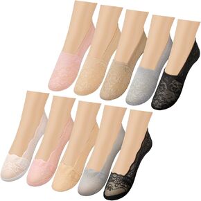 10 Pairs Lace Ankle Socks Women's Lace No Show Socks Ruffle Socks Low Cut Non Slip Casual Socks for Summer Women(Low Cut) in Kuwait