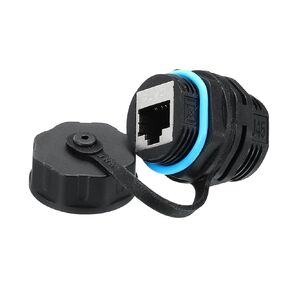 MECCANIXITY RJ45 Panel Mount Coupler, IP68 Shielded Industrial Panel Mount Bulkhead Ethernet LAN Pass Through Connector for CAT6/CAT5E/CAT5, Pack of 2