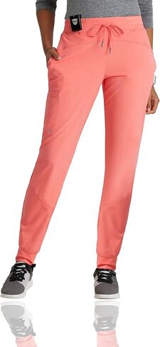 BARCO One Boost Scrub Jogger للنساء - بنطال ركض طبي بنمط اليوغا، متوسط ​​الارتفاع، 4 اتجاهات قابل للتمدد للنساء Sunset Coral XX-Small طويل القامة in Kuwait