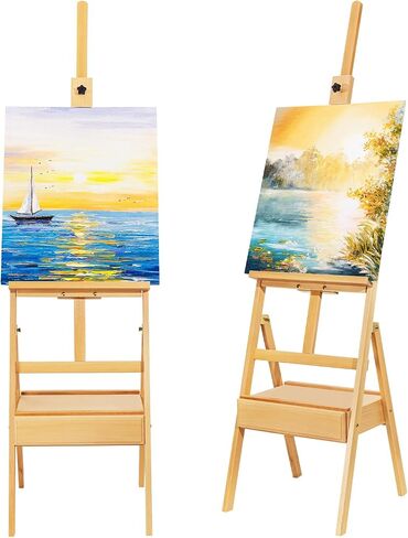 حامل رسم خشبي من ديلي، حامل عرض ورسم، حامل قابل للتعديل للرسم على القماش، يحمل قماش حتى 48 انش، حامل فني للبالغين والمبتدئين والطلاب in Kuwait