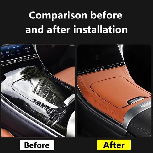 Center Console Panel Leather Sticker Central Control Gear Shift Panel Cover Fit for Mercedes Benz GLC Class X254 GLC260 GLC300 GLC300e GLC43 AMG Car Accessories (Black) in Saudi Arabia