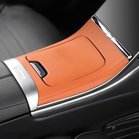 Center Console Panel Leather Sticker Central Control Gear Shift Panel Cover Fit for Mercedes Benz GLC Class X254 GLC260 GLC300 GLC300e GLC43 AMG Car Accessories (Black) in Saudi Arabia