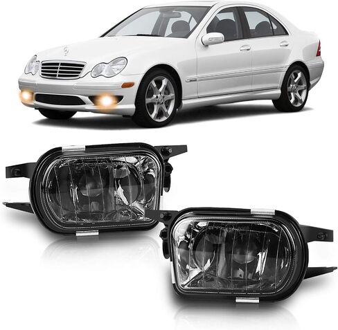 TangMiGe Fog Lights for Mercedes Benz C200 C230 C240 C320 C350 CL55/CL65/SL55/SL65 AMG CL500 CL600 CLK320 CLK500 SLK350 Base SL500 SL550 SL600 Convertible 2001-2009, A Pair, Clear Lens in Kuwait