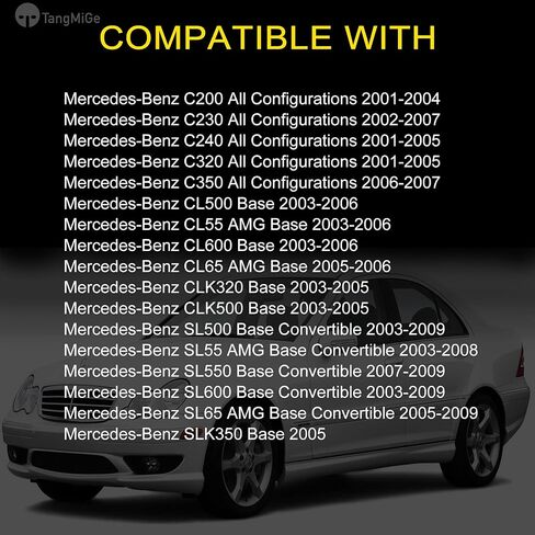 TangMiGe Fog Lights for Mercedes Benz C200 C230 C240 C320 C350 CL55/CL65/SL55/SL65 AMG CL500 CL600 CLK320 CLK500 SLK350 Base SL500 SL550 SL600 Convertible 2001-2009, A Pair, Clear Lens in Kuwait