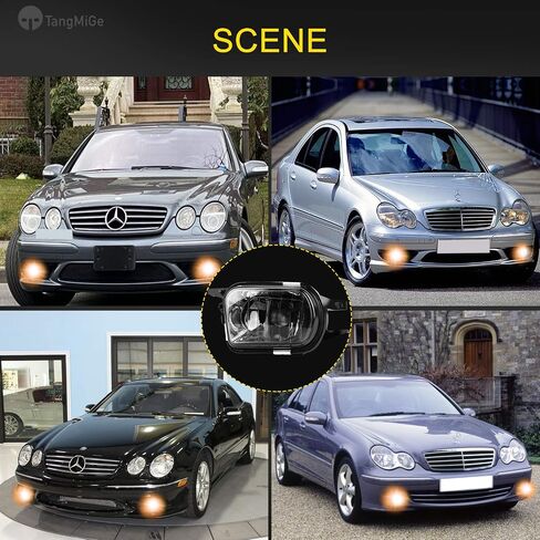 TangMiGe Fog Lights for Mercedes Benz C200 C230 C240 C320 C350 CL55/CL65/SL55/SL65 AMG CL500 CL600 CLK320 CLK500 SLK350 Base SL500 SL550 SL600 Convertible 2001-2009, A Pair, Clear Lens in Kuwait