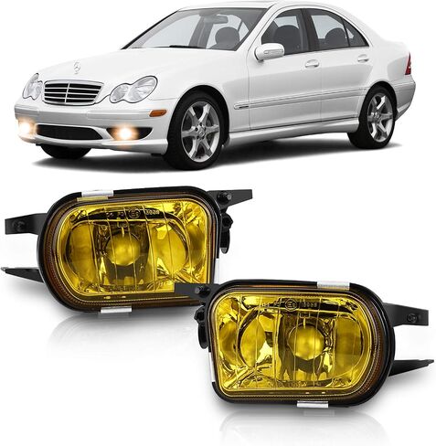 TangMiGe Fog Lights for Mercedes Benz C200 C230 C240 C320 C350 CL55/CL65/SL55/SL65 AMG CL500 CL600 CLK320 CLK500 SLK350 Base SL500 SL550 SL600 Convertible 2001-2009, A Pair, Clear Lens in Kuwait