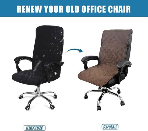 Reversible Office Chair Cover Water Resistant Dining Chair Cover Soft Desk Computer Chair Slipcover with Anti-Slip Buckle for Armchair or Armless Chair (Wine, Medium) in Saudi Arabia
