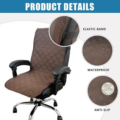Reversible Office Chair Cover Water Resistant Dining Chair Cover Soft Desk Computer Chair Slipcover with Anti-Slip Buckle for Armchair or Armless Chair (Wine, Medium) in Saudi Arabia