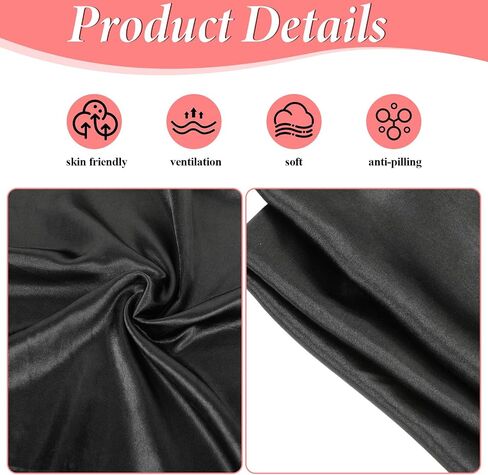Mozeat Lens Silk Bandana, 35" Large Square Black Silk Scarf Satin Head Scarf, Hair Scarf for Women, Silk Hair Wrap for Sleeping Stylish Hair Accessories for Hair Wrapping at Night in Saudi Arabia