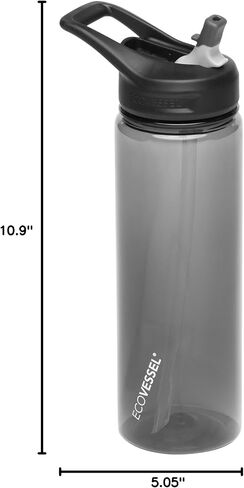 EcoVessel WAVE Tritan Plastic Sports Water Bottle with Flip Top Straw, Leak Proof Lid, and Carry Handle Reusable Water Bottle Gym Water Bottle 24 oz (Forest Horizon) in Saudi Arabia