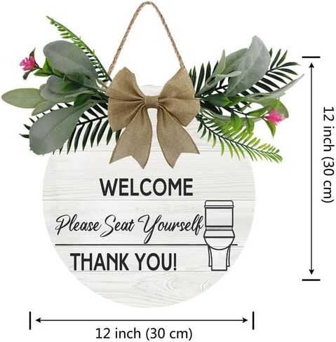 مزرعة ريفي الحمام الخشب علامة الفكاهة الفن المرحاض جدار ديكور لطيف ديكور الحمام 12 "× 12" علامة يرجى الجلوس علامة خشبية للحمام الحمام هووسورمينغ هدية الديكور in Kuwait