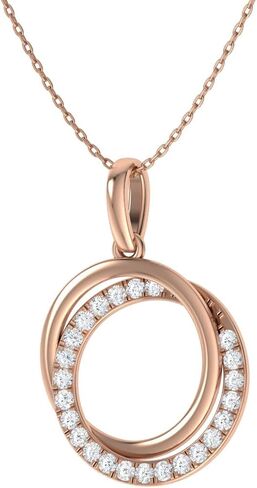 عقد من الألماس الطبيعي والمعتمد من Diamondere من الذهب الخالص عيار 14 قيراط | قلادة 0.19 قيراط مع سلسلة in Kuwait