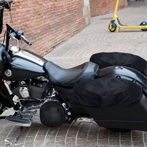 2 قطعة دراجة نارية مقاوم للماء السرج مكبر الصوت غطاء حمالات الصدر فلتر الهواء جورب المطر مجموعة غطاء النايلون يغطي الغبار الغطاء الواقي متوافق مع هارلي لأطقم تنظيف فلتر الهواء، أسود in Kuwait