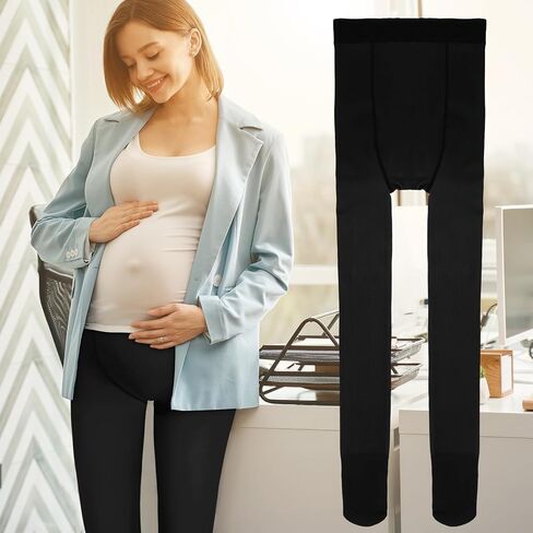 Maternity Pantyhose Pregnancy Fleece Lined Tight Women Stretchy Opaque High Waist Legging (Thick Velvet, Translucent Black) in Saudi Arabia