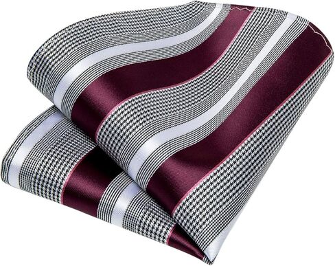 DiBanGu Mens Striped Tie Silk Woven Necktie and Pocket Square Cufflinks Tie Clip Set Wedding Business Formal Gift Tie for Men in Kuwait