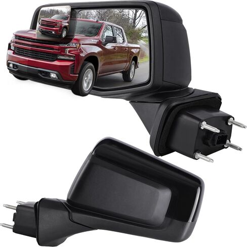 Left Driver Side Mirror Compatible with 2019-2024 Chevy Silverado 1500 Electric Glass Heated Manual Folding Without Turn Signal 5Pins #GM1320583 in Kuwait
