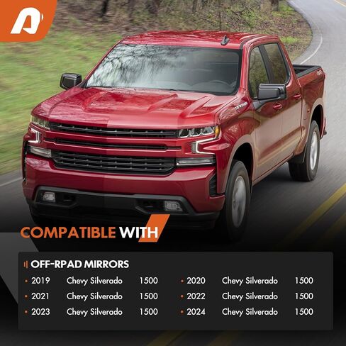 Left Driver Side Mirror Compatible with 2019-2024 Chevy Silverado 1500 Electric Glass Heated Manual Folding Without Turn Signal 5Pins #GM1320583 in Kuwait