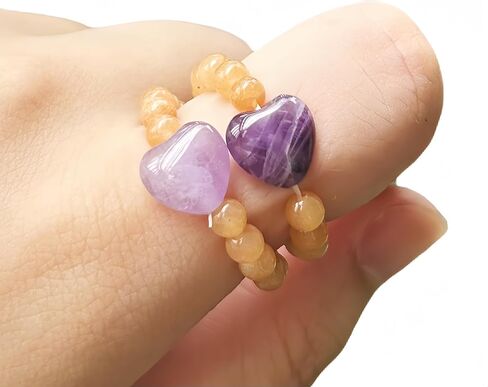 2Pcs 0.4 Inchs Love Heart &0.16 Inchs Ball Crystals and Healing Stone,Red Aventurine+Amethyst in Kuwait