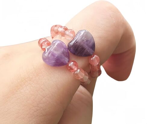 2Pcs 0.4 Inchs Love Heart &0.16 Inchs Ball Crystals and Healing Stone,Red Aventurine+Amethyst in Kuwait