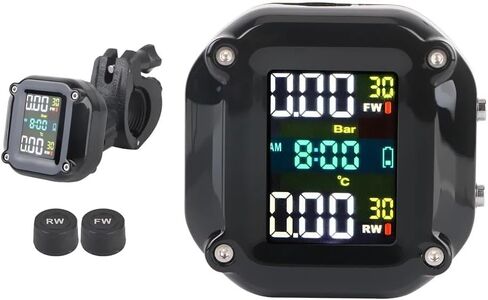 نظام مراقبة ضغط الإطارات TPMS للدراجة النارية، شاشة LCD منبه لدرجة حرارة إطارات الدراجة النارية مع جهازي استشعار خارجيين in Kuwait