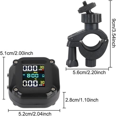 نظام مراقبة ضغط الإطارات TPMS للدراجة النارية، شاشة LCD منبه لدرجة حرارة إطارات الدراجة النارية مع جهازي استشعار خارجيين in Kuwait