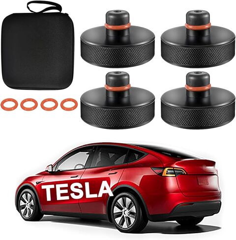 وسادة رفع الرافعة لطراز تيسلا 3/Y/S/X، 2016-2024 أداة محول وسادة مطاطية مطورة مع صندوق تخزين، أكياس جاك لملحقات تيسلا تحمي البطارية والهيكل (4 قطع) in Kuwait
