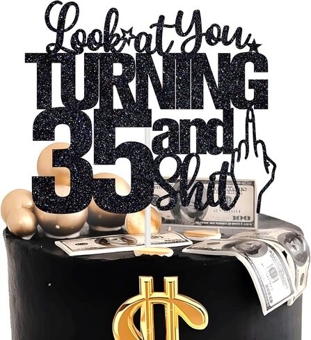 Look at You Turning 45 & Sh*t Cake Topper, Funny 45th Cake Topper for Men Women, Happy 45th Birthday Anniversary Party Decorations Supplies in Kuwait
