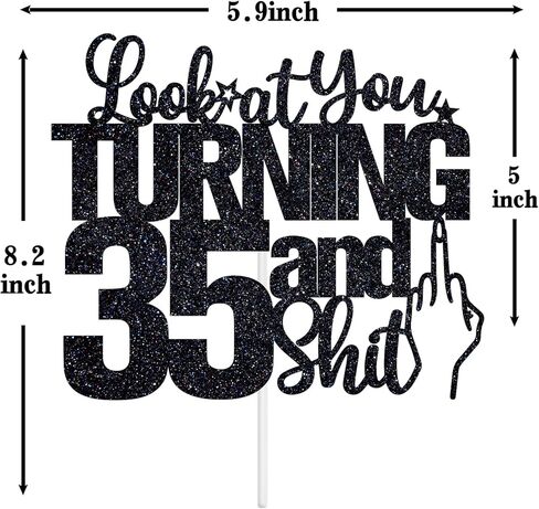 Look at You Turning 45 & Sh*t Cake Topper, Funny 45th Cake Topper for Men Women, Happy 45th Birthday Anniversary Party Decorations Supplies in Kuwait